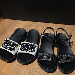 Simply Vera Vera Wang Black and White Gem Sandals